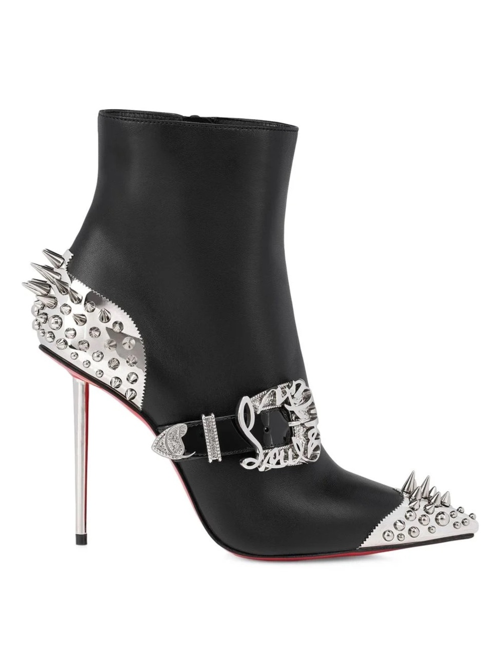 Christian Louboutin Black Womenphis Pic Booty Leather Ankle Boot 100 Size 37